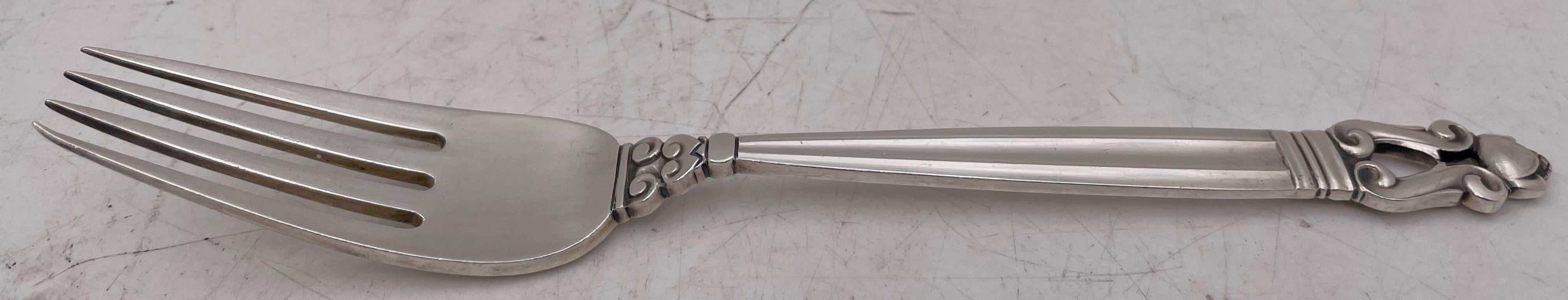 Jensen Sterling Silver Acorn 12Piece Place Setting For Sale at