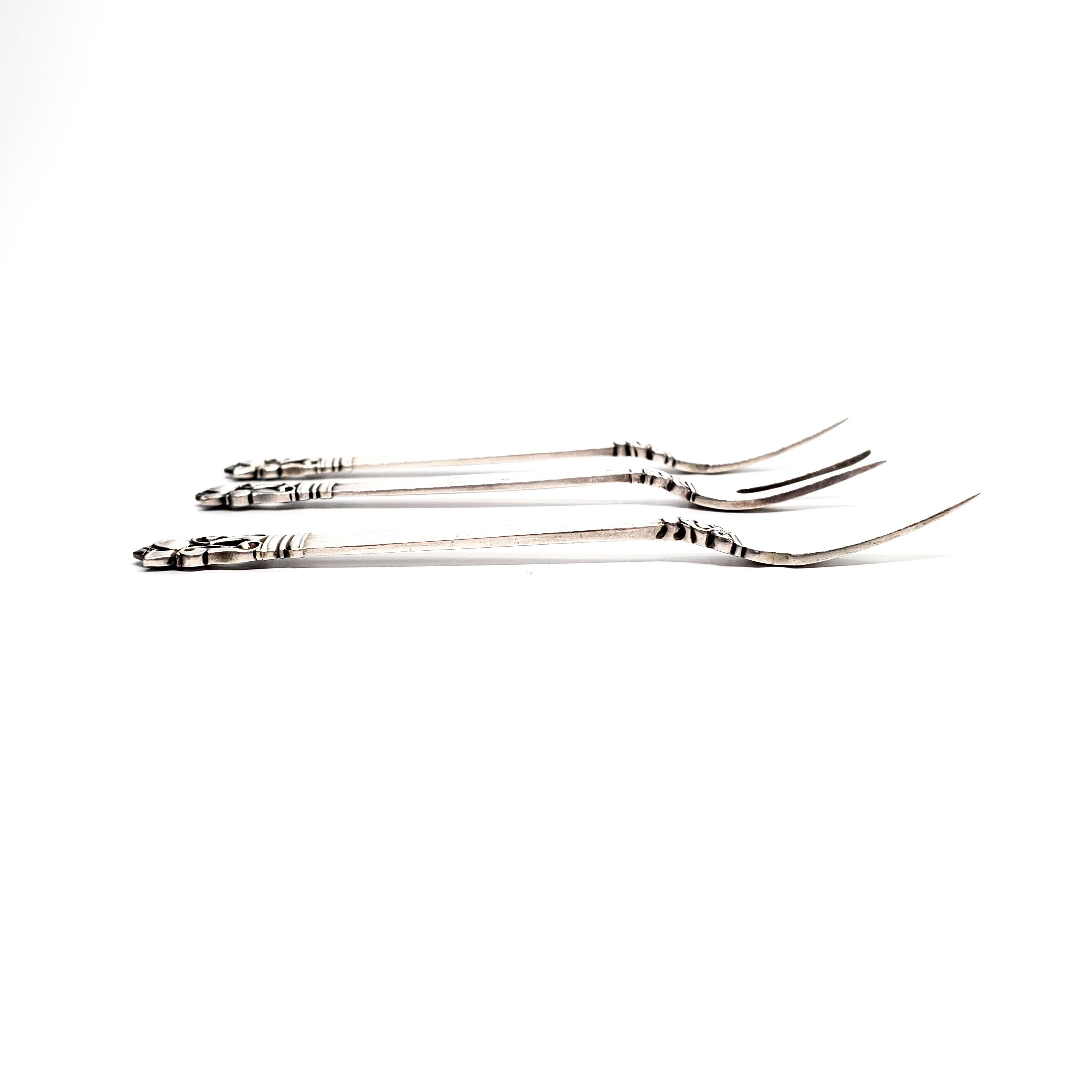 Georg Jensen Sterling Silver Acorn 3-Piece Nut Pick and Lemon Fork Set In Good Condition In Washington Depot, CT