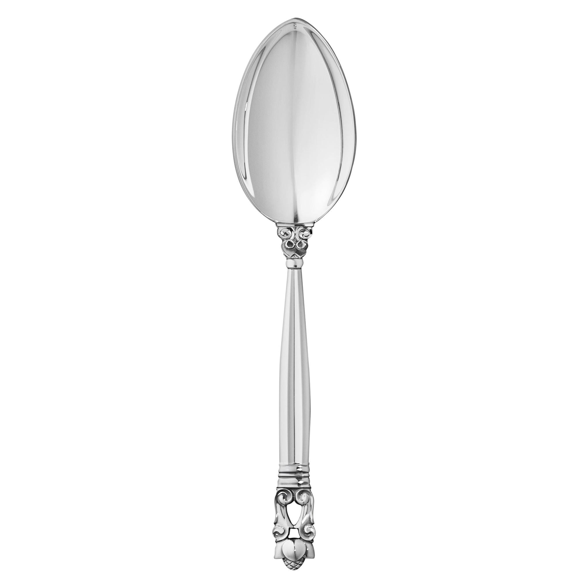 Georg Jensen Sterling Silver Acorn Dessert Spoon by Johan Rohde For Sale