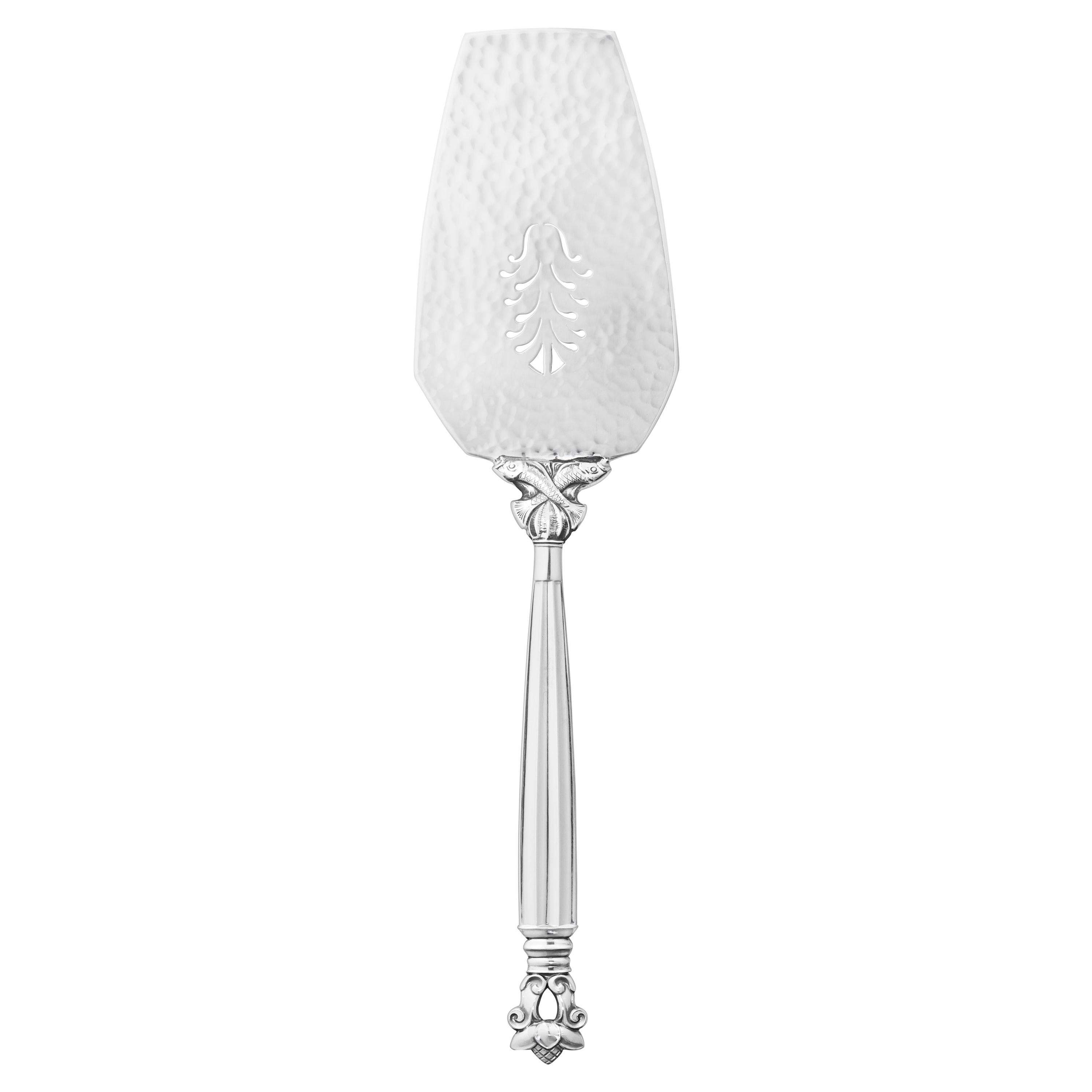 Georg Jensen Sterling Silver Acorn Fish Serving Spoon by Johan Rohde