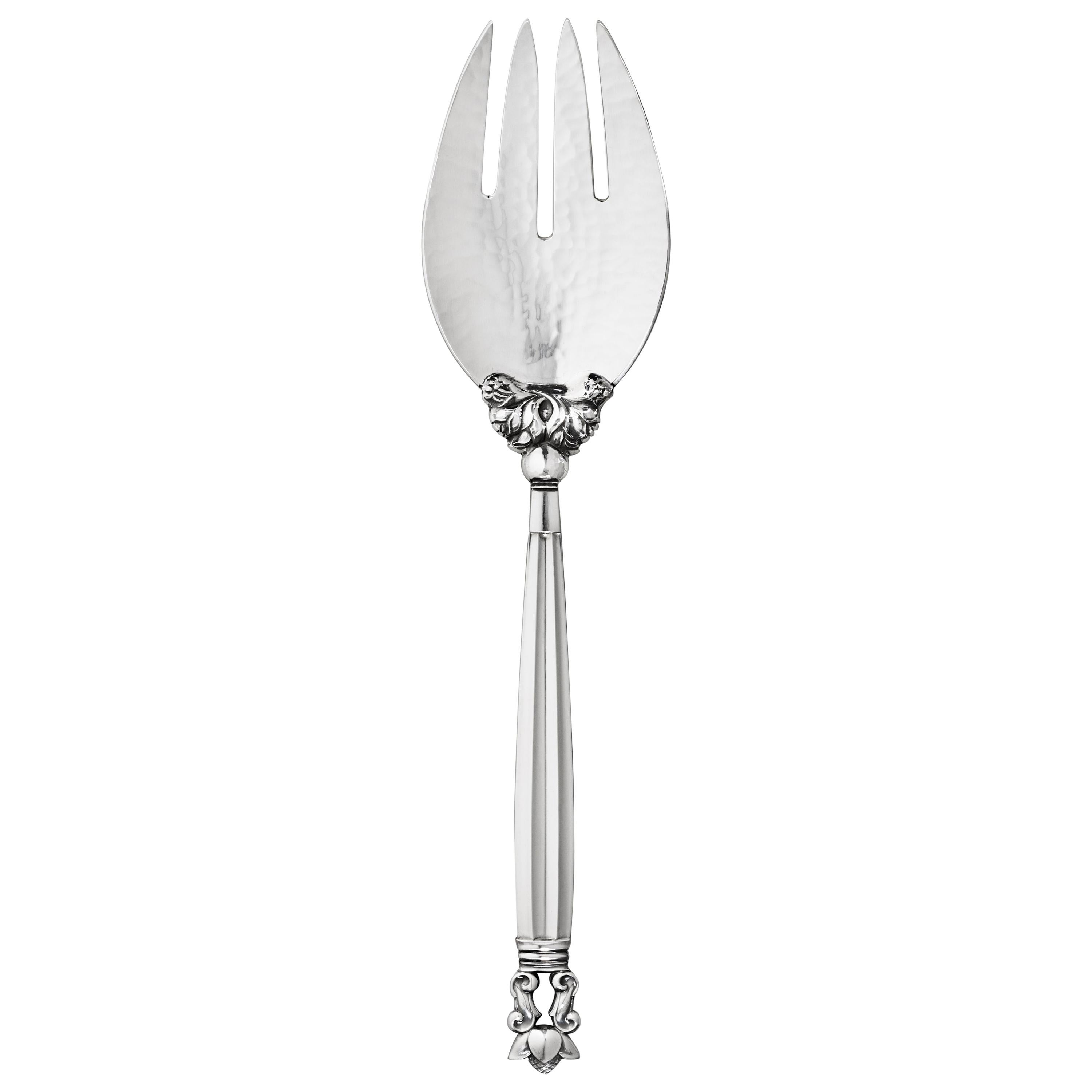 Georg Jensen Sterling Silver Acorn Large Serving Fork by Johan Rohde