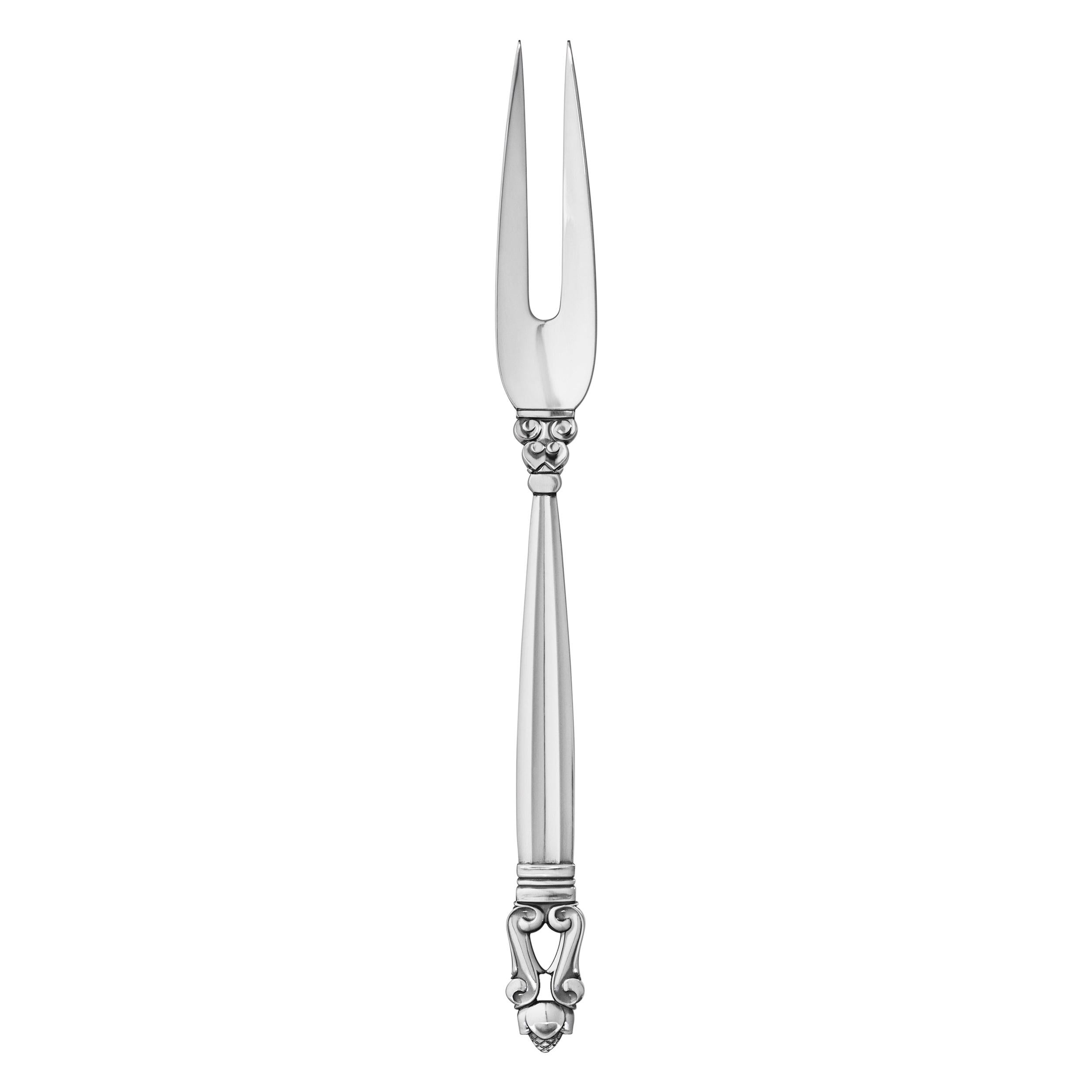 Georg Jensen Sterling Silver Acorn Meat Fork with 2 Tines by Johan Rohde