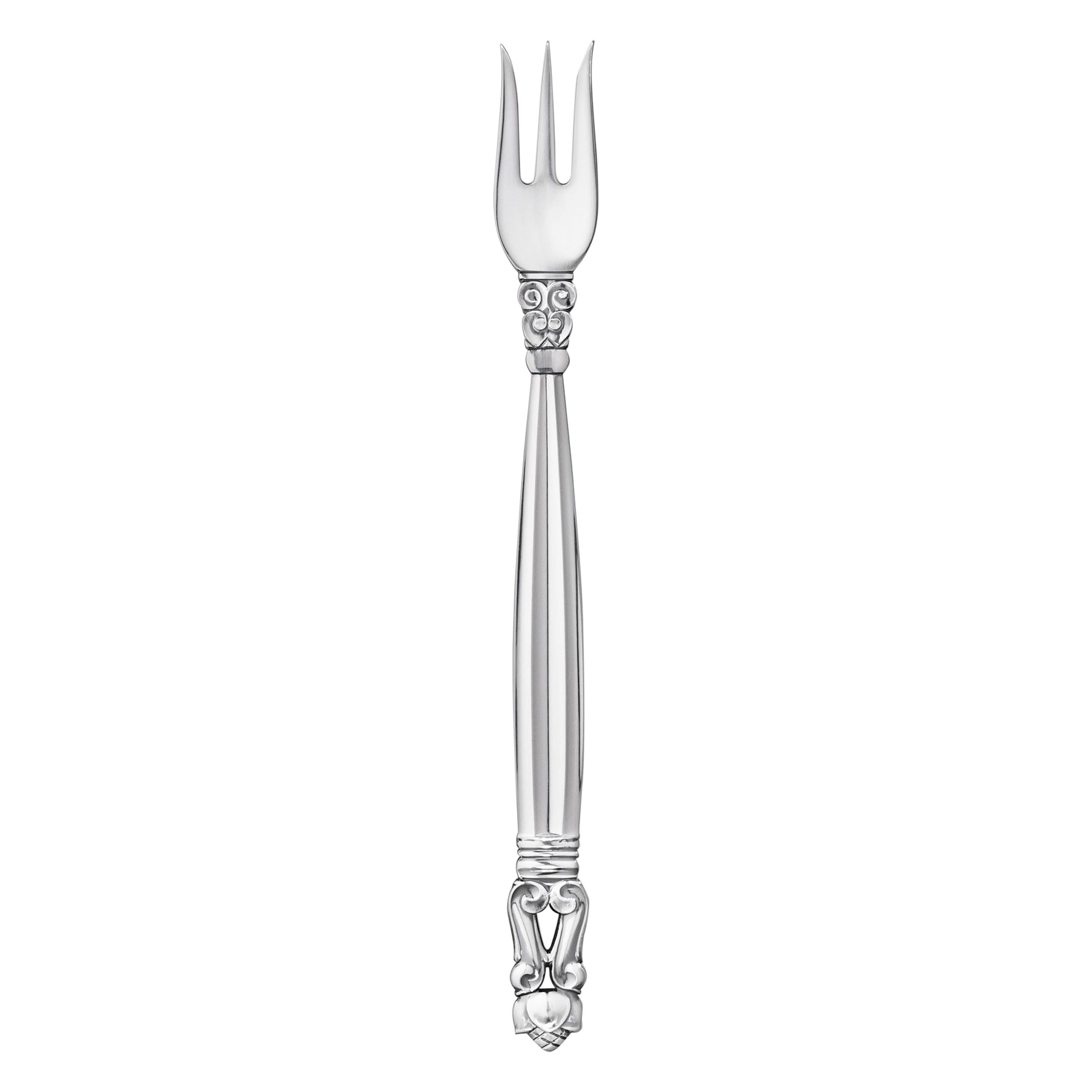 Fourchette à huîtres à glands en argent sterling Georg Jensen par Johan Rohde