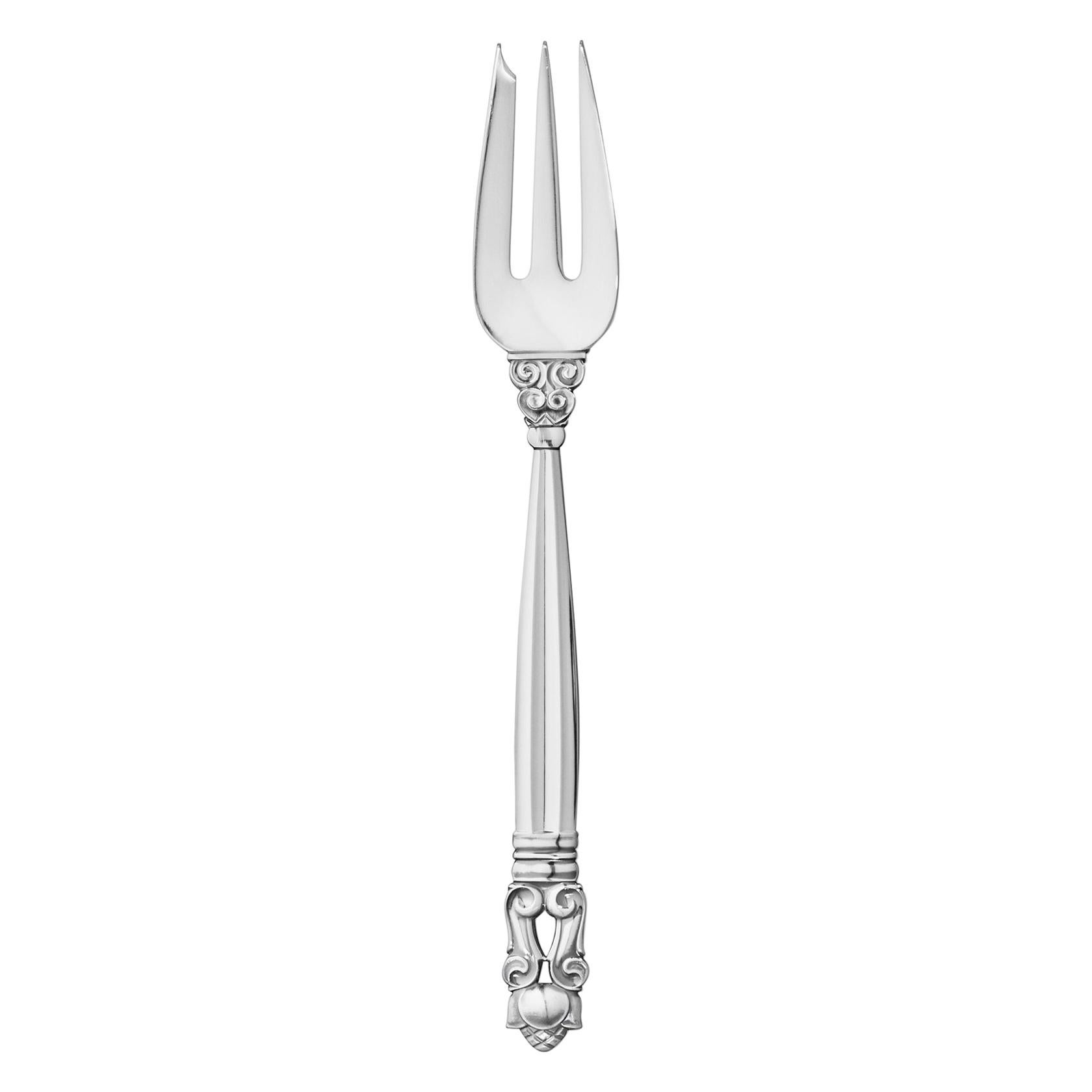 Fourchette à pâtisserie à glands en argent sterling de Georg Jensen par Johan Rohde