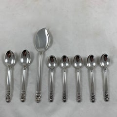 Georg Jensen Sterling Silver Acorn Pattern Breakfast Spoon Service Mixed Set / 8