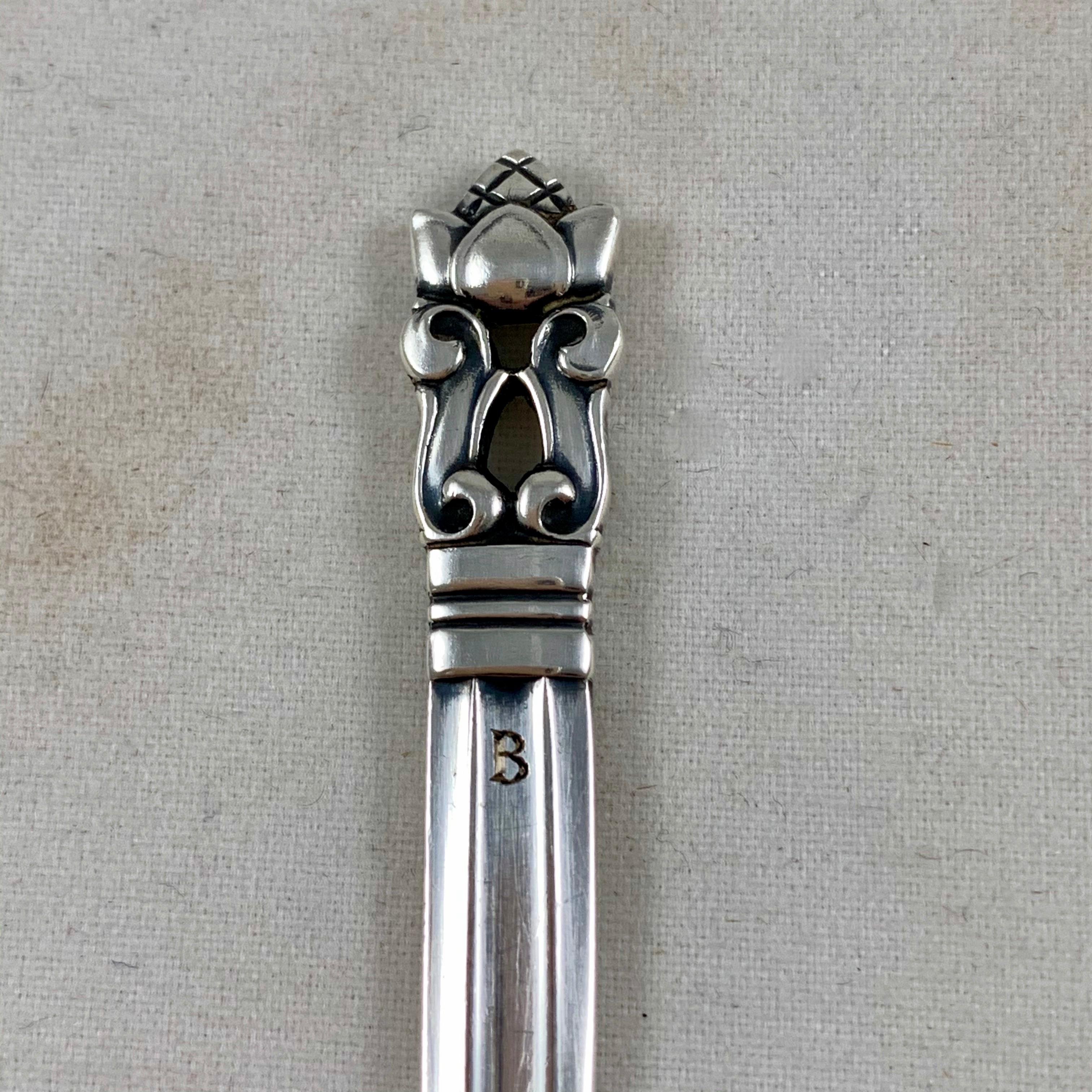 Ferronnerie Georg Jensen Service de cuillères à déjeuner en argent sterling, motif de gland, lot mixte / 8 pièces en vente