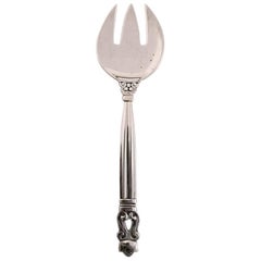 Antique Georg Jensen Sterling Silver Acorn Sardine Fork #262