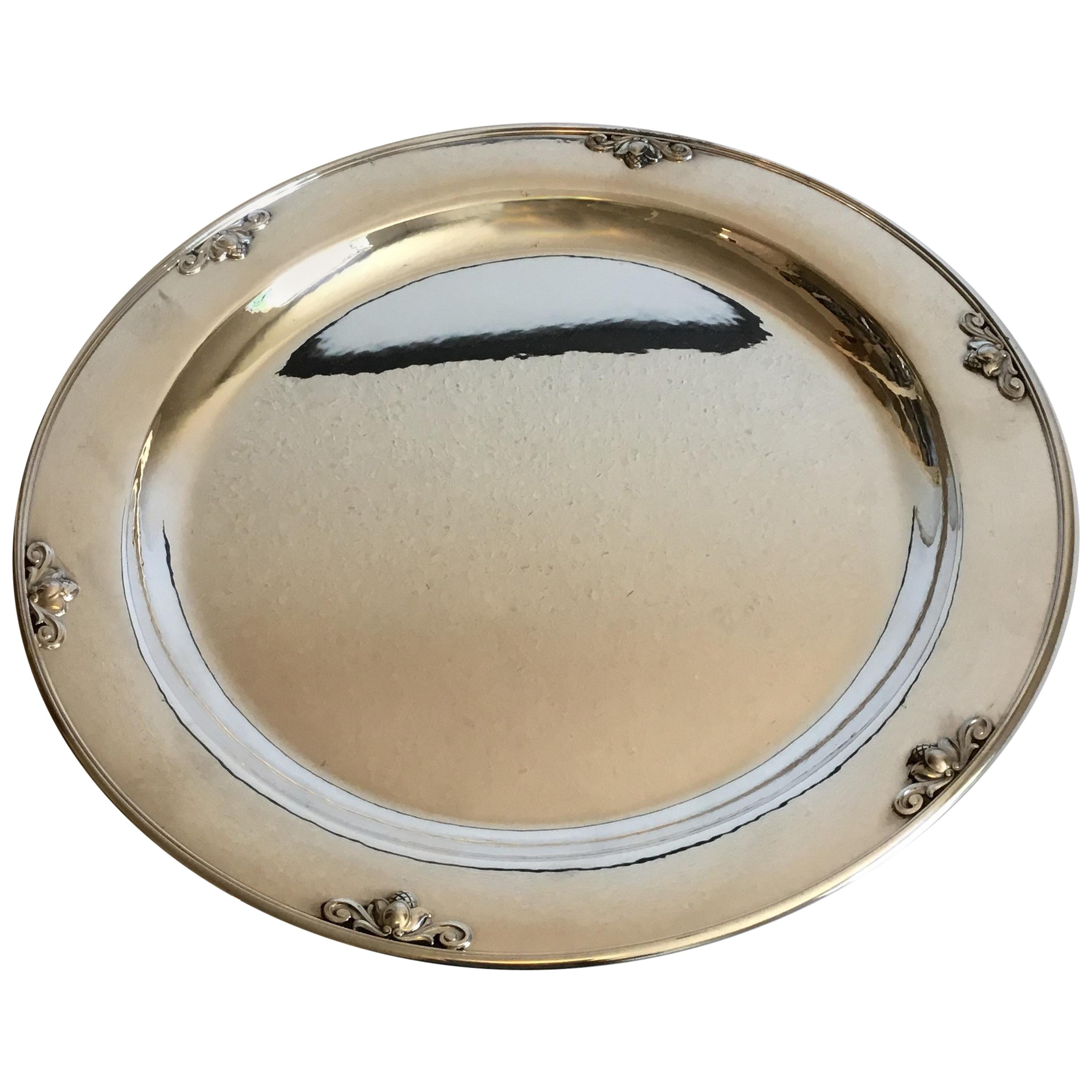 Georg Jensen Sterling Silver Acorn Serving Tray No 642C. Designed by Johan Rohde For Sale