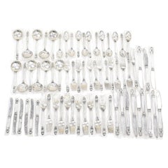 Vintage Georg Jensen Sterling Silver Acorn Set Dinner Flatware Set 67 Pieces New