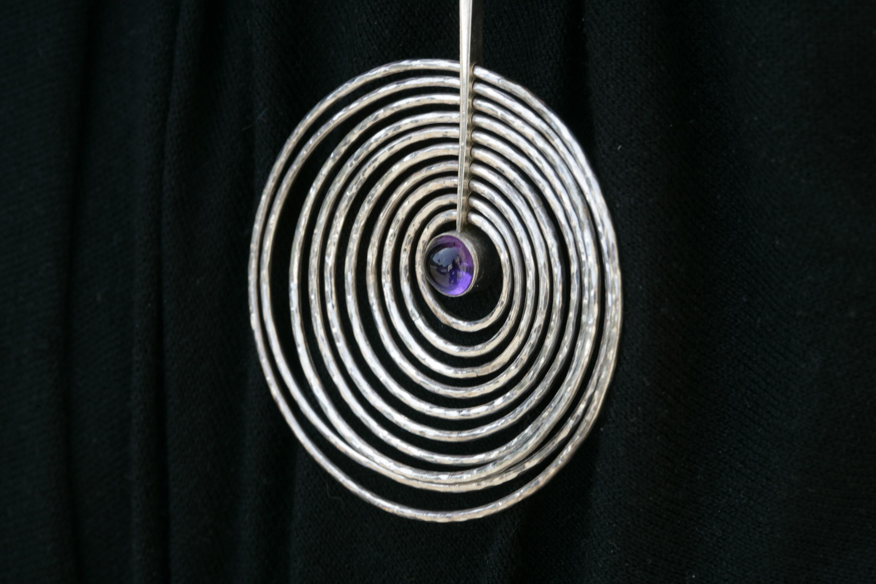 Women's Georg Jensen Sterling Silver and Amethyst Pendant Designed by Bent Gabrielsen For Sale