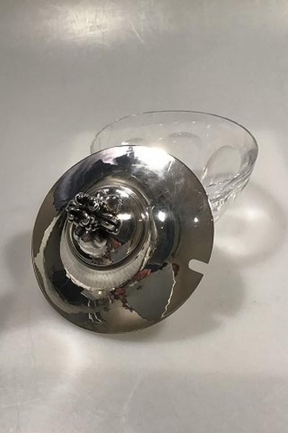 Art Nouveau Georg Jensen Sterling Silver and Baccarat Crystal Confiture Glass Jar No 482 For Sale