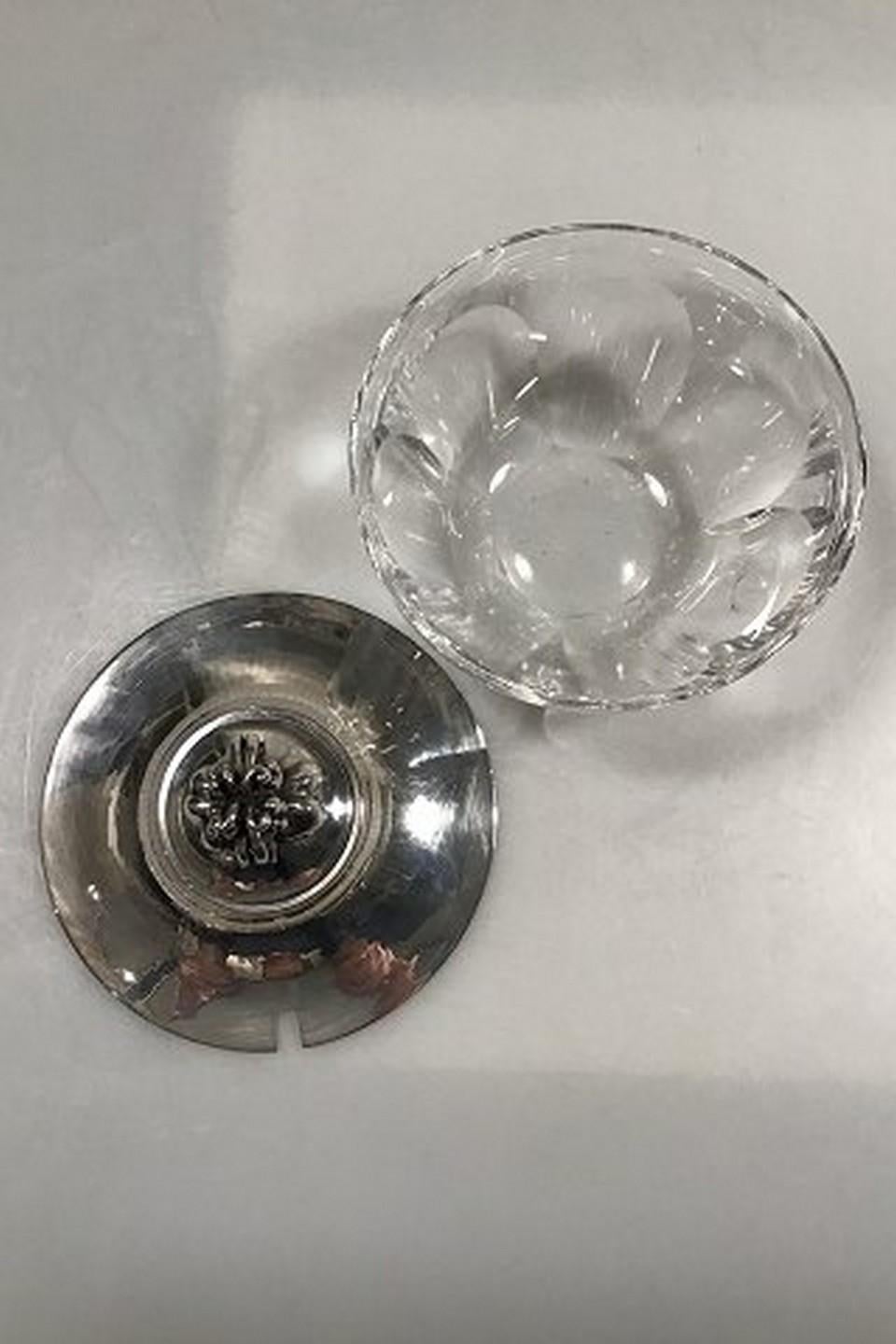 Danish Georg Jensen Sterling Silver and Baccarat Crystal Confiture Glass Jar No 482 For Sale