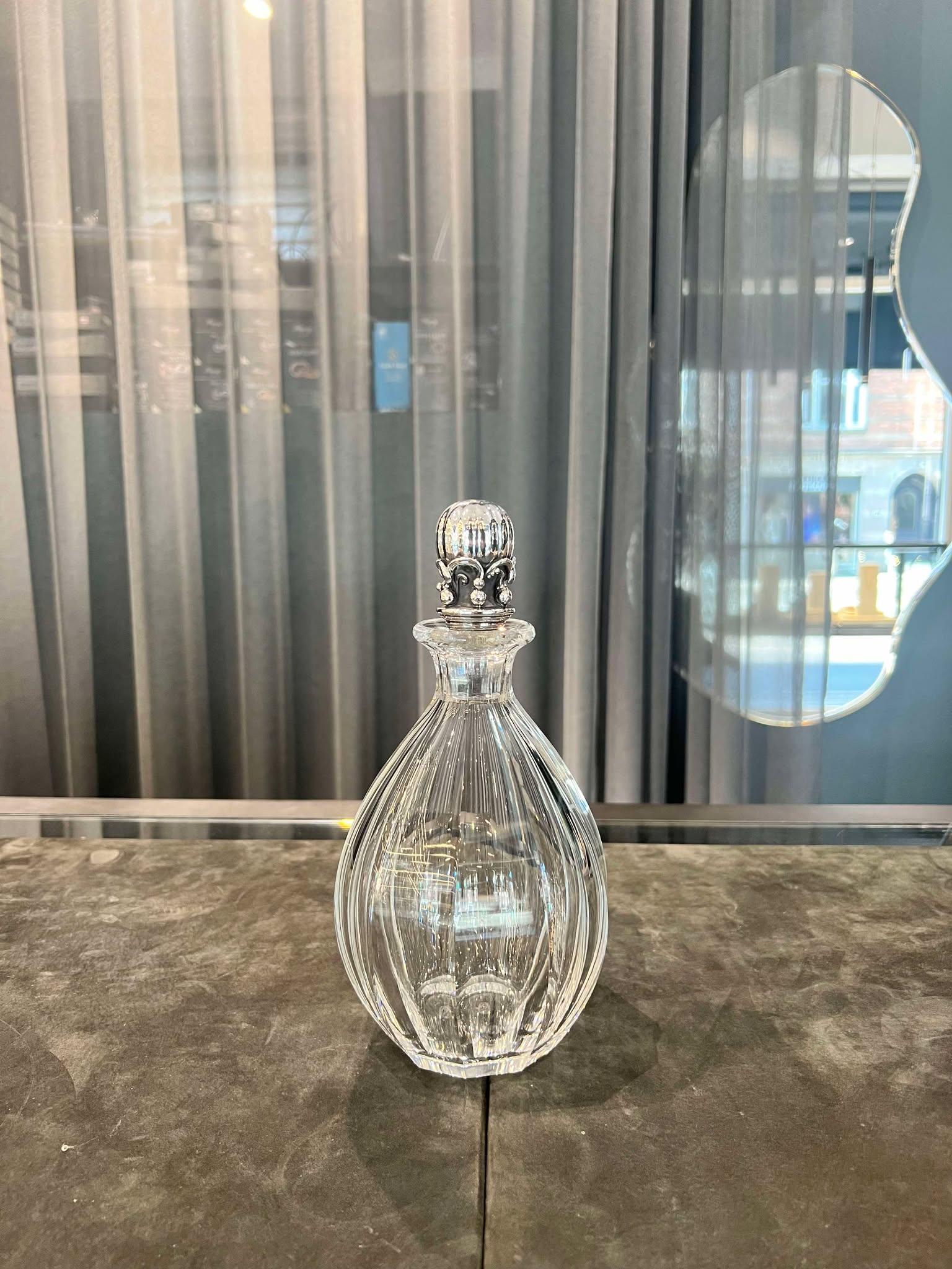 Art Nouveau Georg Jensen Sterling Silver and Crystal Decanter 100 For Sale