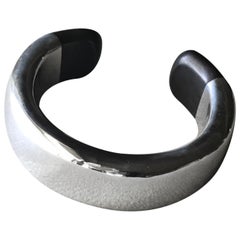 Georg Jensen Sterling Silver and Ebony Wood Bold Cuff Bracelet by Ove Wendt