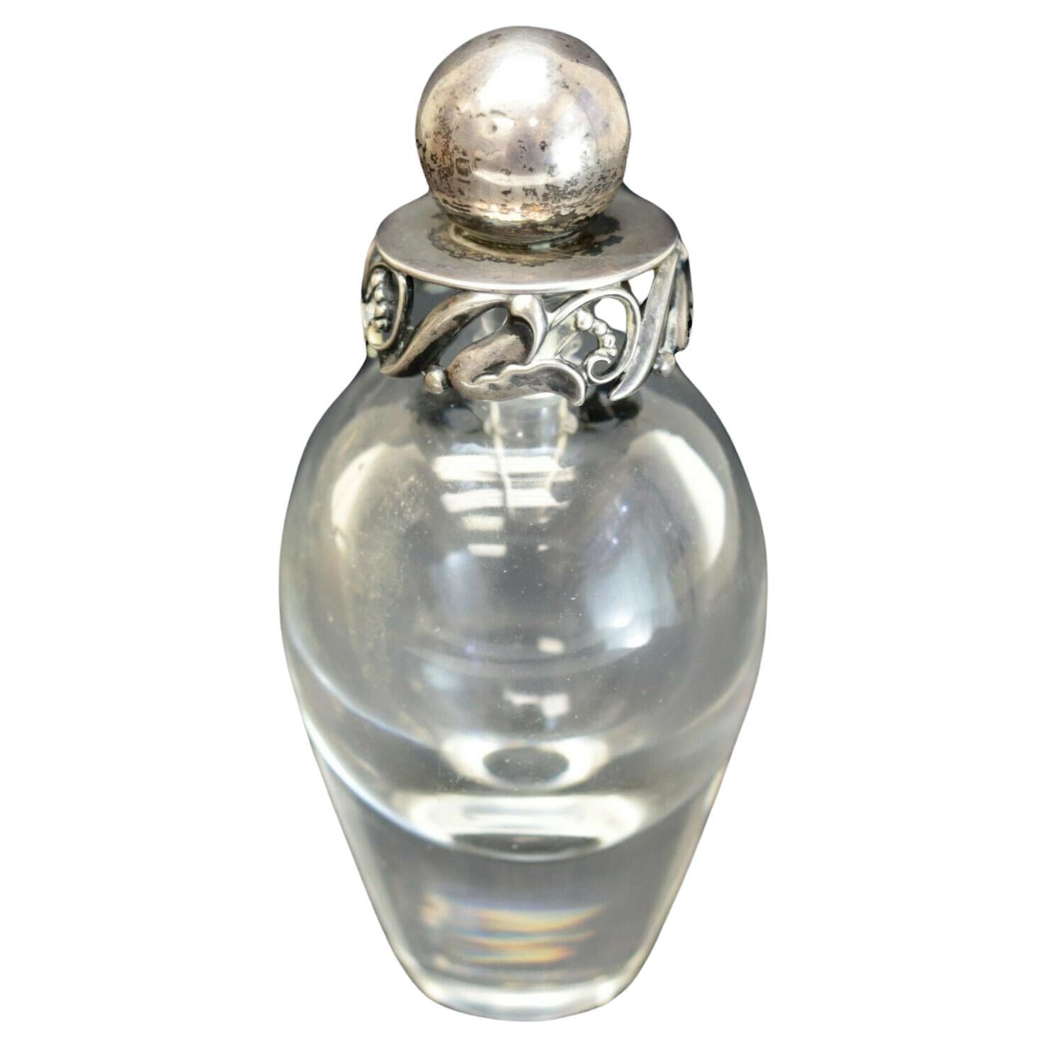 Georg Jensen Sterling Silver and Modernist Glass Perfume Bottle