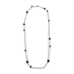 Georg Jensen Sterling Silver and Onyx 2-Strand Chain Bead Necklace