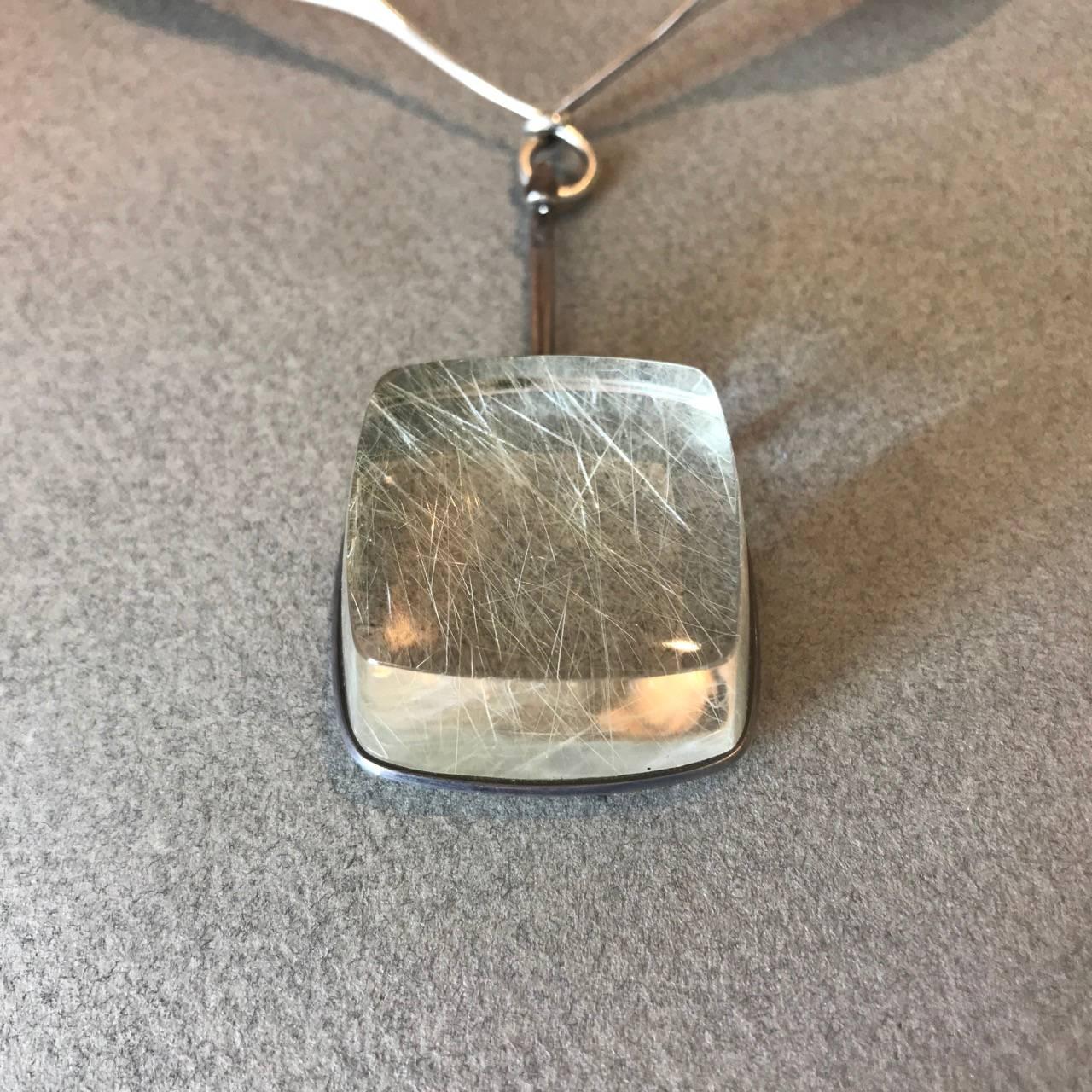 Modern Georg Jensen Sterling Silver and Rutilated Quartz Necklace, Nos. 160 and 132 For Sale