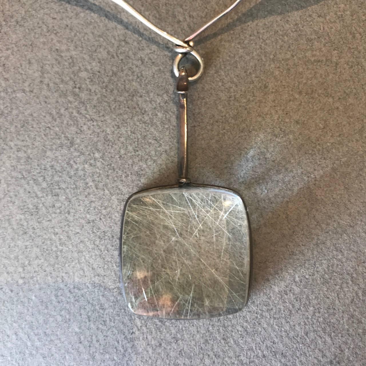 Georg Jensen Sterling Silver and Rutilated Quartz Necklace, Nos. 160 and 132 In Excellent Condition For Sale In San Francisco, CA