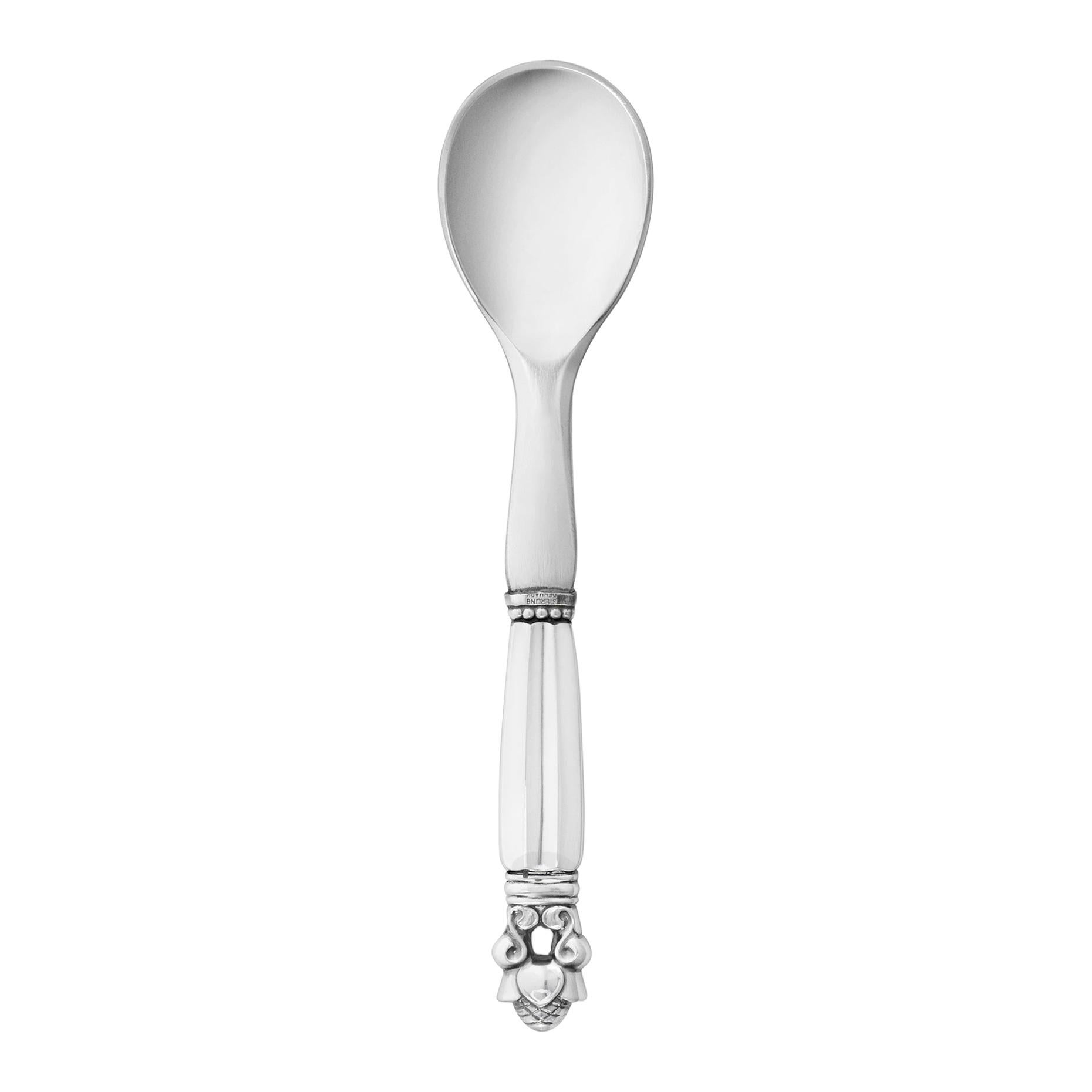 Georg Jensen Sterling Silver and Steel Acorn Egg Spoon by Johan Rohde