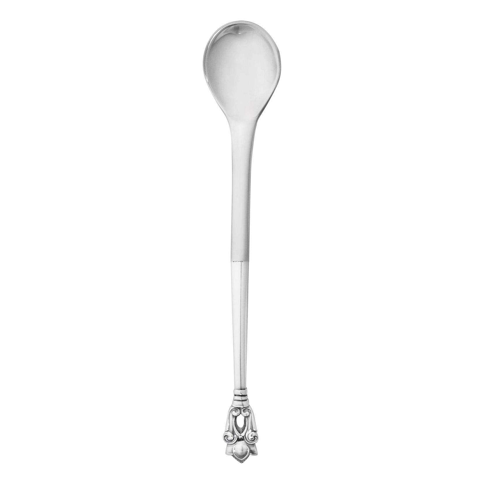 Georg Jensen Sterling Silver and Steel Acorn Mustard Spoon by Johan Rohde For Sale