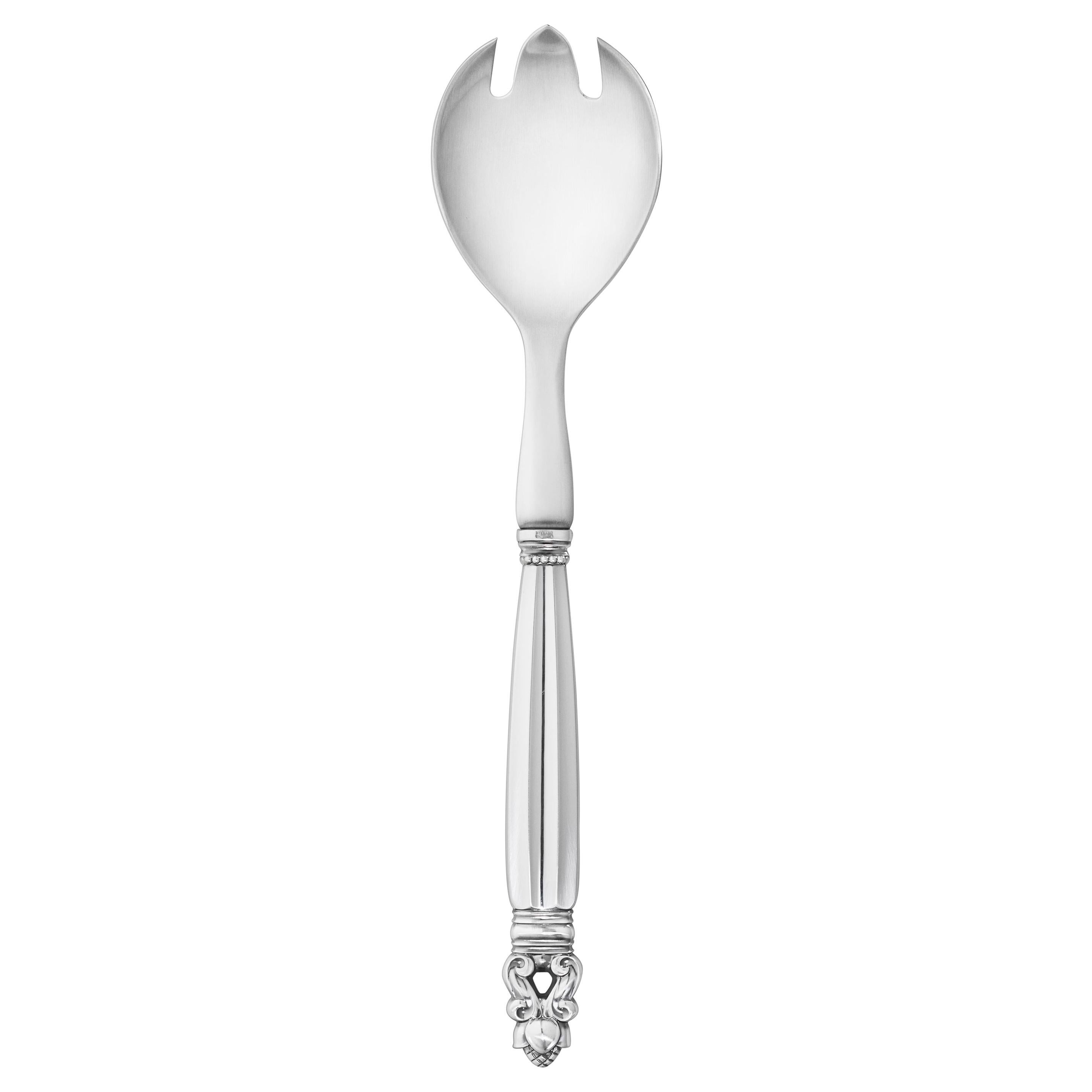 Georg Jensen Sterling Silver and Steel Acorn Salad Fork by Johan Rohde