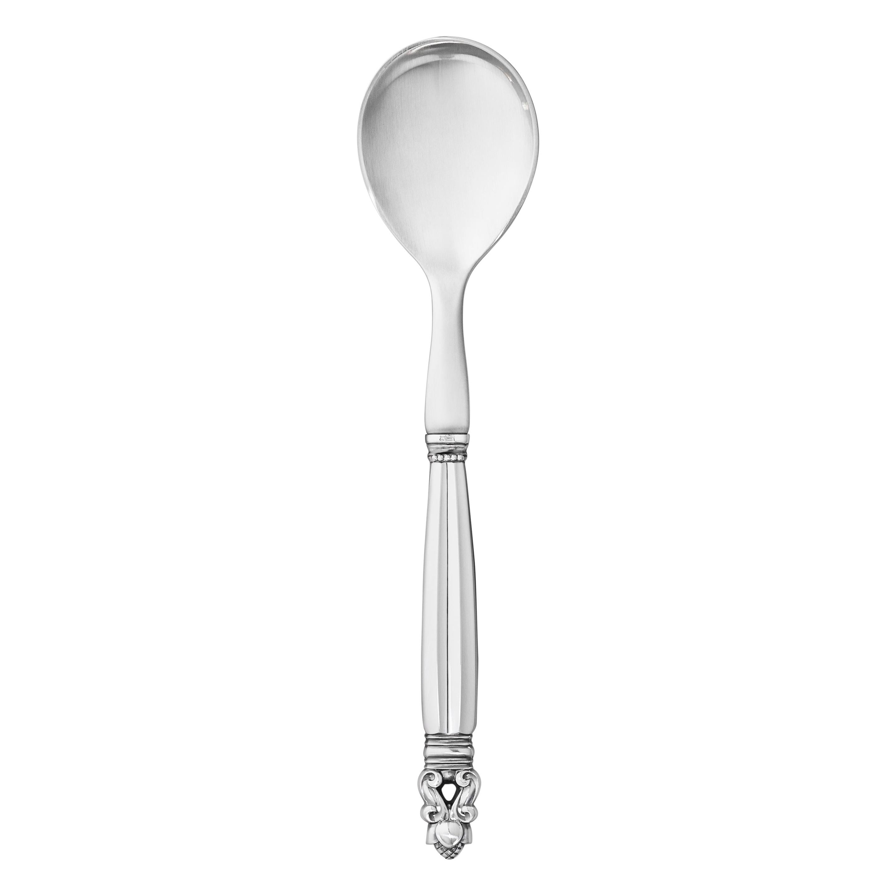 Georg Jensen Sterling Silver and Steel Acorn Salad Spoon by Johan Rohde