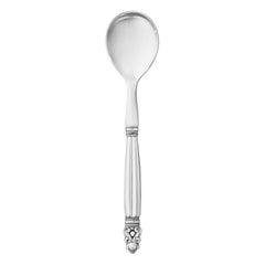 Georg Jensen Sterling Silver and Steel Acorn Salad Spoon by Johan Rohde
