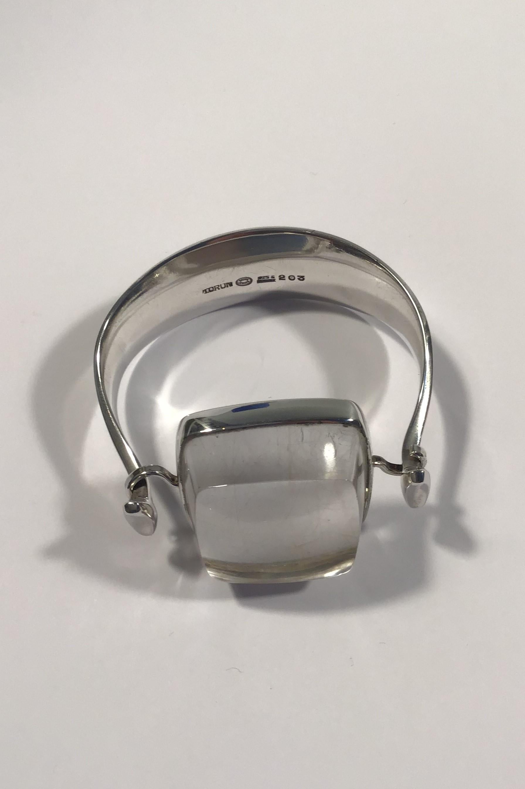 Modern Georg Jensen Sterling Silver Arm Ring No 203 with Rutile Quartz Torun