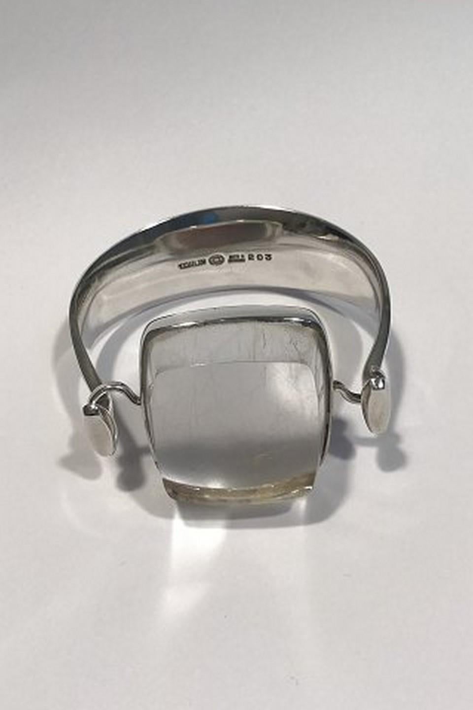 Armring Nr 203 aus Sterlingsilber von Georg Jensen mit Rutile-Quarz-Torun (Carréeschliff) im Angebot