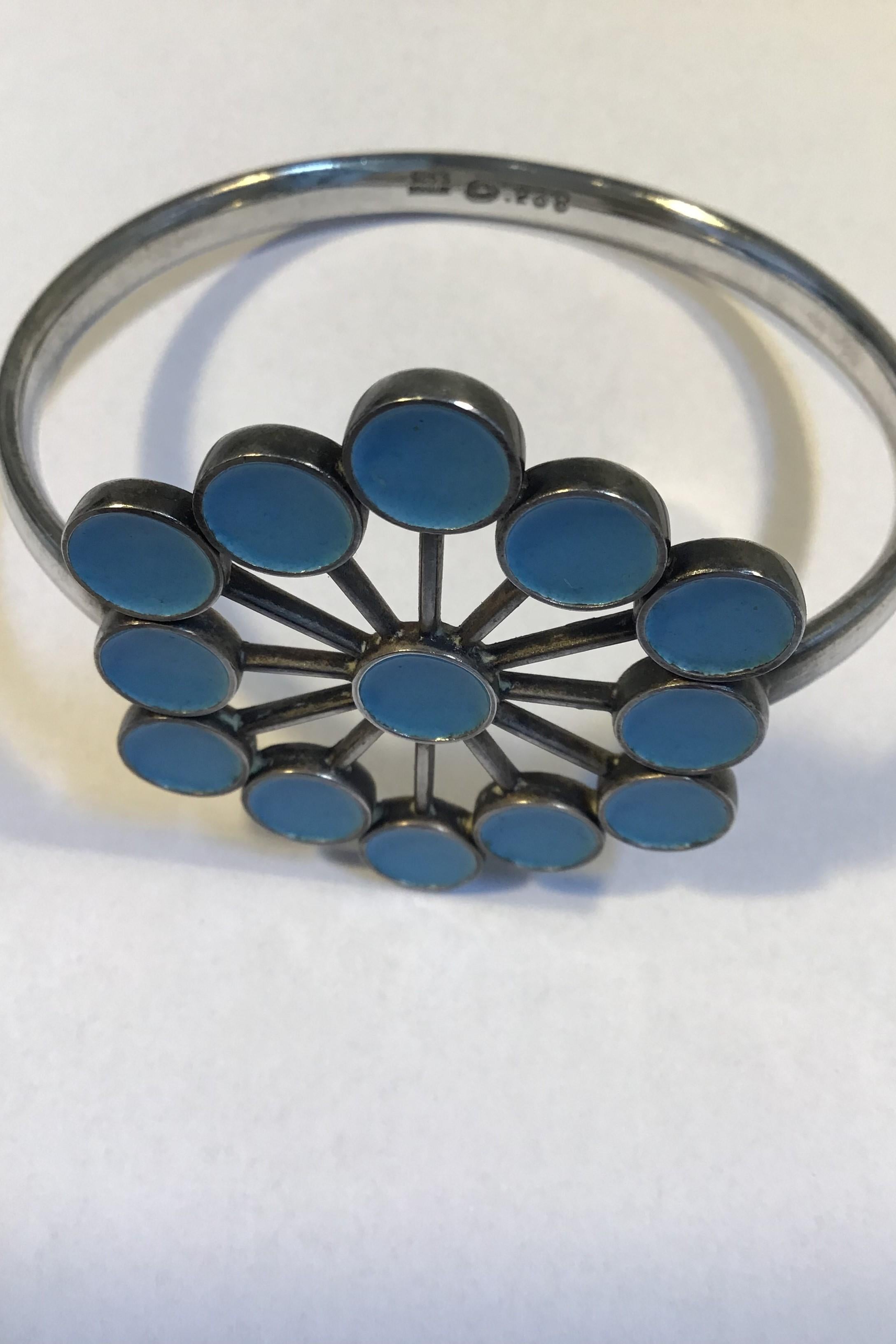 Modern Georg Jensen Sterling Silver Arm Ring with Enamel No 238 For Sale