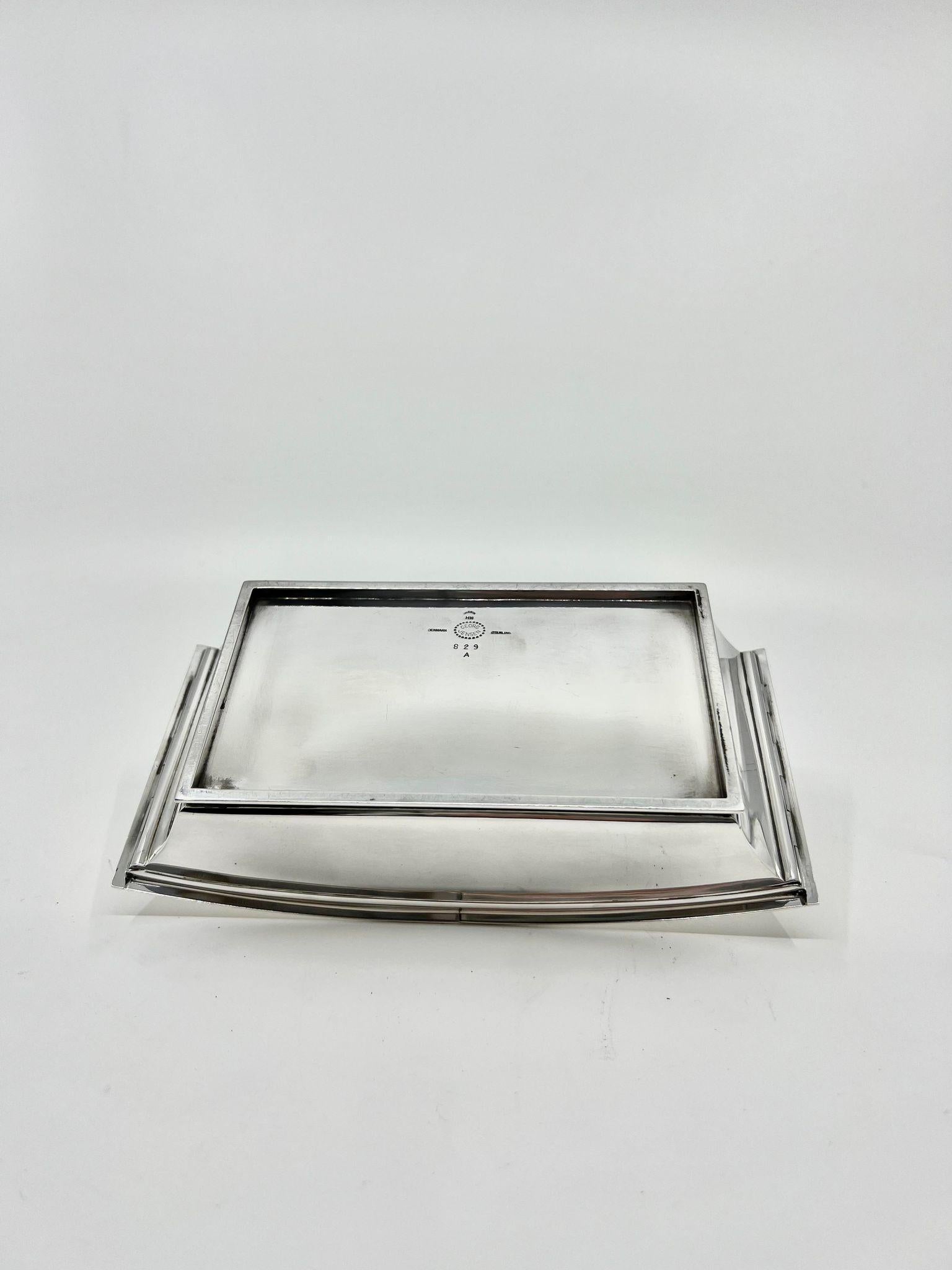Mid-20th Century Georg Jensen Sterling Silver Art Deco Box 829 For Sale