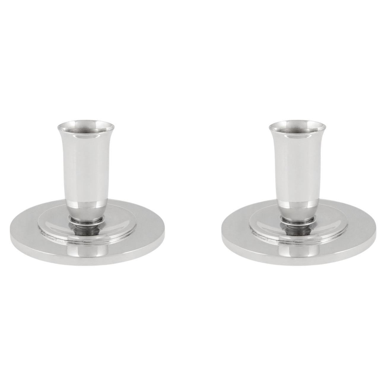 Georg Jensen Sterling Silver Art Deco Candlesticks 748 For Sale