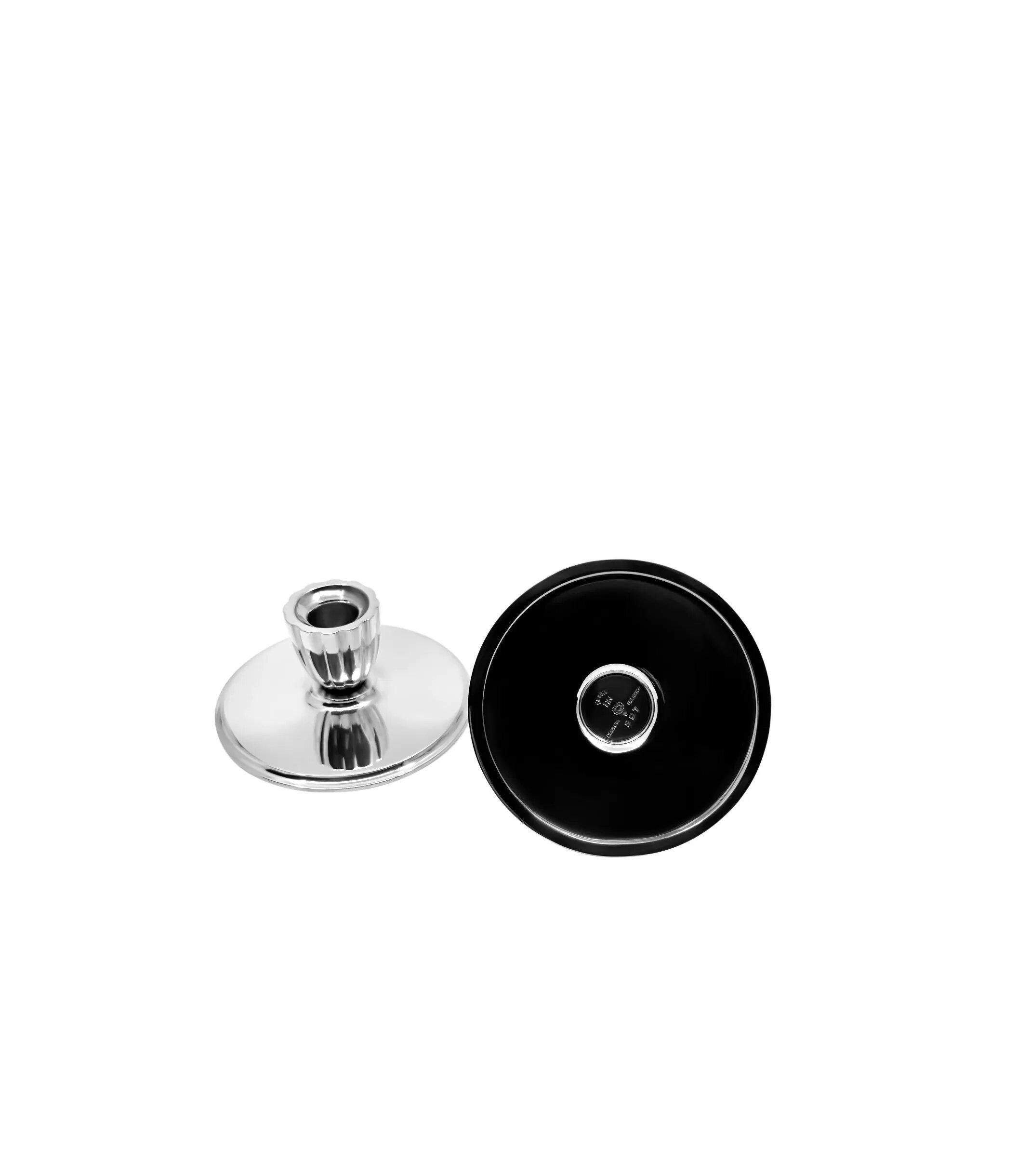 Hand-Crafted Georg Jensen Sterling Silver Art Deco Candlesticks 897 For Sale