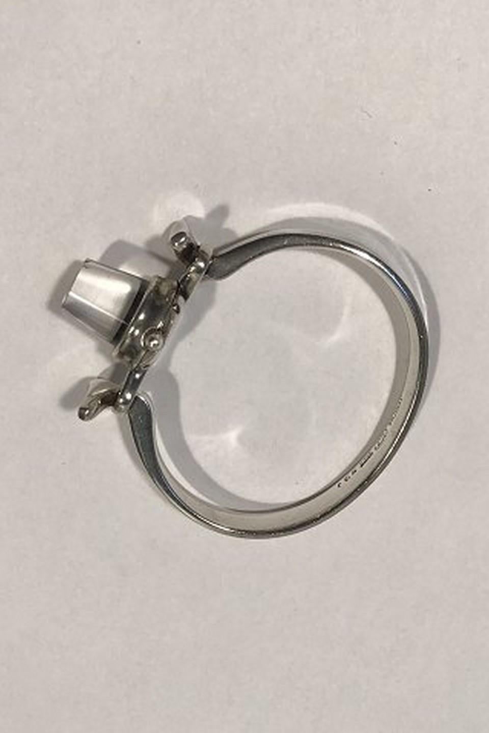 Georg Jensen Sterling Silver Bangle Watch with Rock Crystal Face No 231 In Good Condition For Sale In Copenhagen, DK