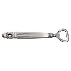 Georg Jensen Sterling Silver Bar Bottle Opener in Acorn Pattern