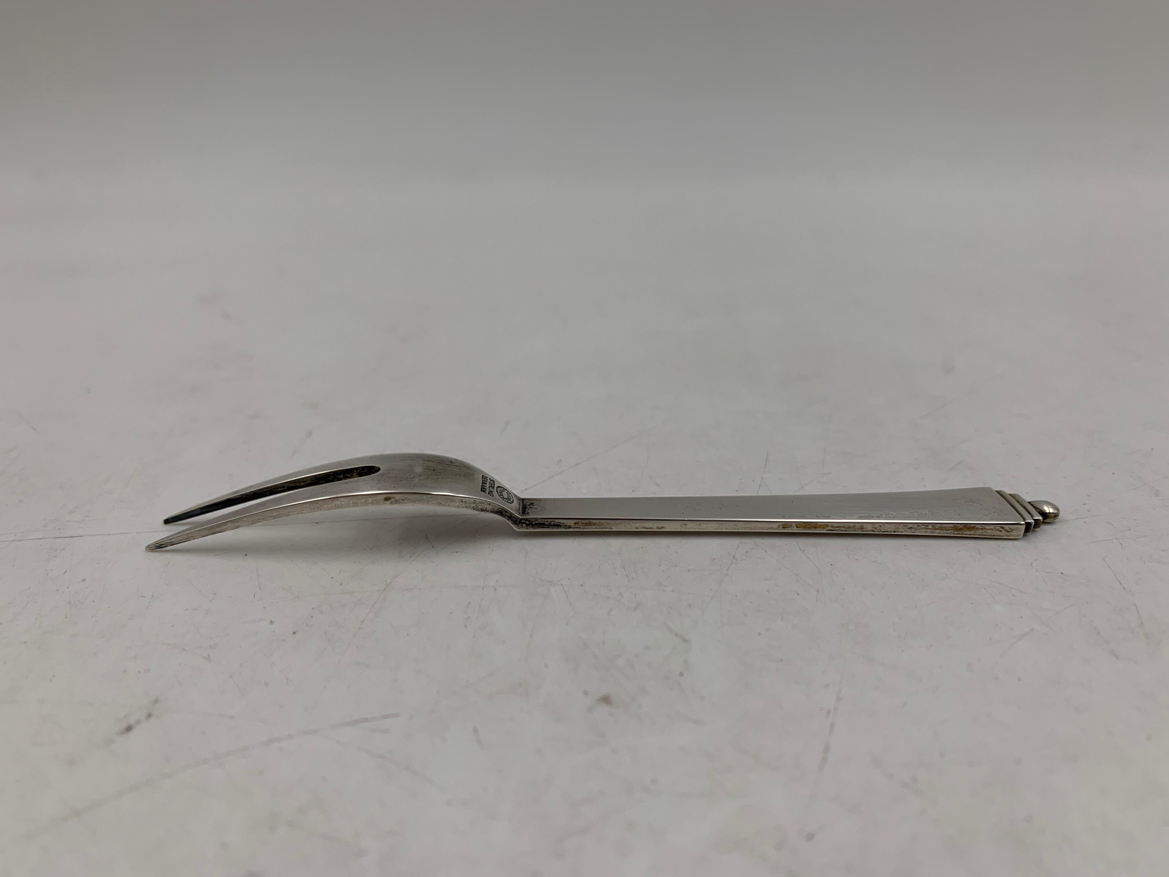 Américain Fourchette à citron de bar/pichet en argent sterling Georg Jensen à motif pyramidal en vente