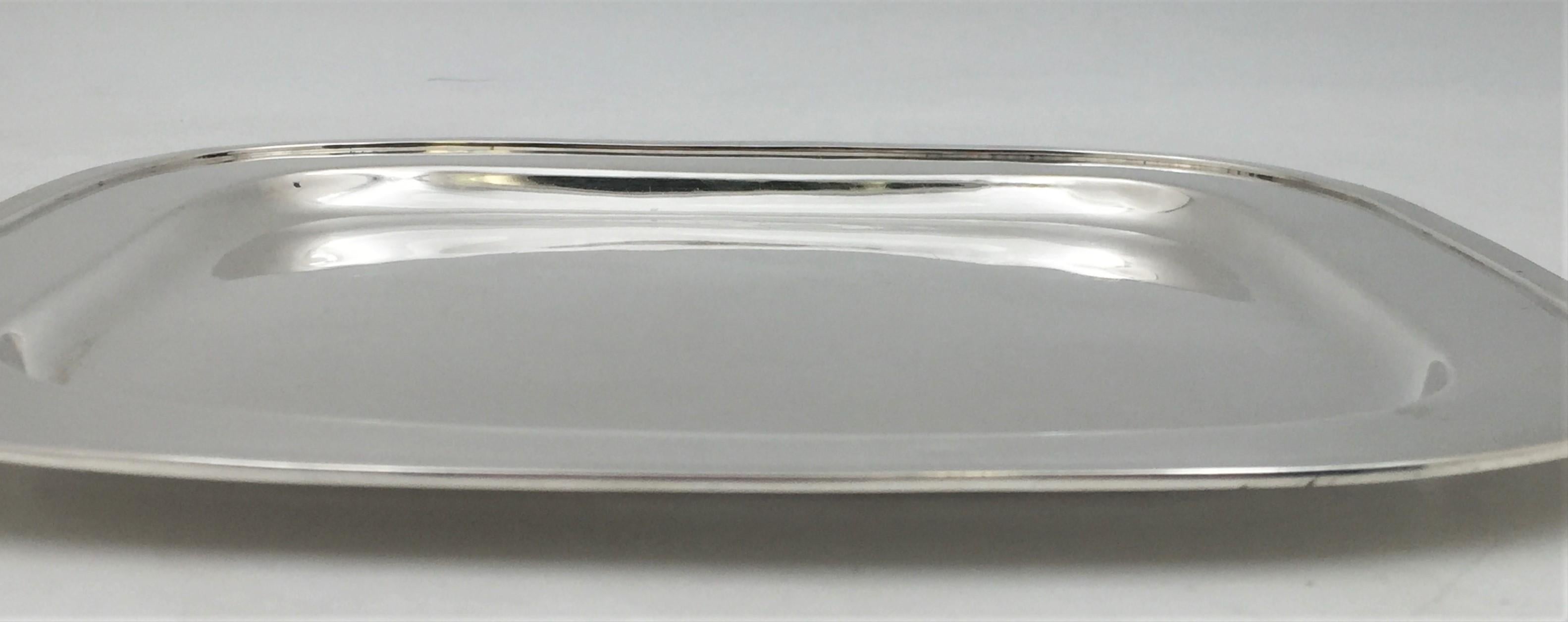 Georg Jensen Sterling Silver Bar Tray in Mid-Century Modern Style For Sale 1