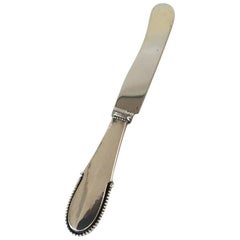 Antique Georg Jensen Sterling Silver Beaded Morning Bread Knife