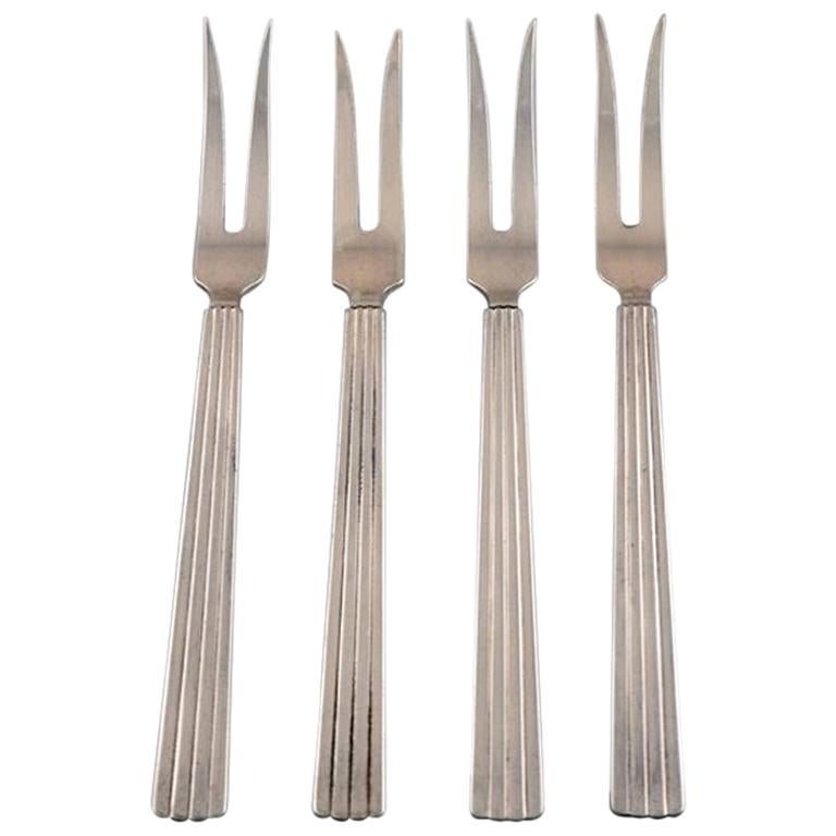 Georg Jensen Sterling Silver Bernadotte, a Set of 4 Herring Forks For Sale
