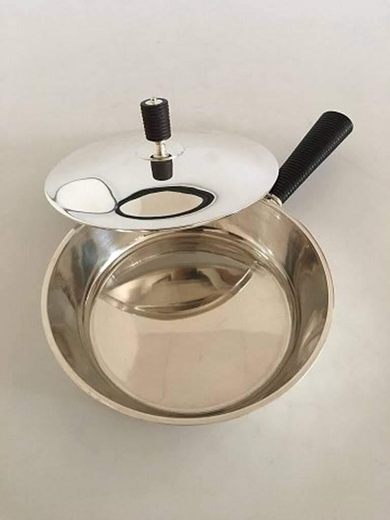 Art Deco Georg Jensen Sterling Silver Bernadotte Skillet / Covered Bowl For Sale