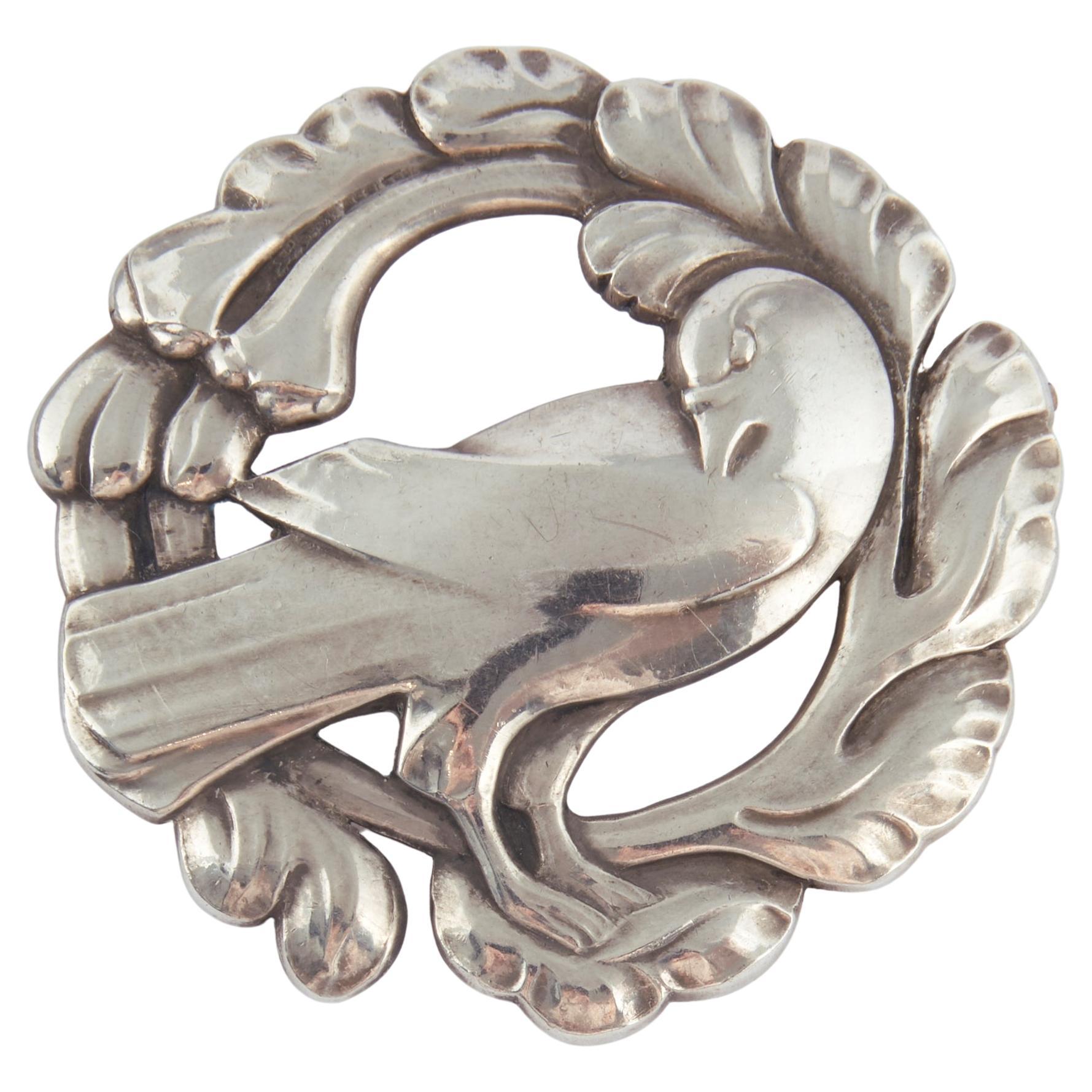 Georg Jensen Sterling Silver Bird Brooch, Design #70 by Kristian Mohl-Hansen For Sale