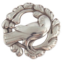 Spilla a forma di uccello in argento sterling Georg Jensen, design #70 di Kristian Mohl-Hansen