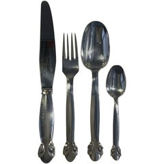 Georg Jensen Sterling Silver Bittersweet Flatware Set for 8 Persons, 32 Pieces