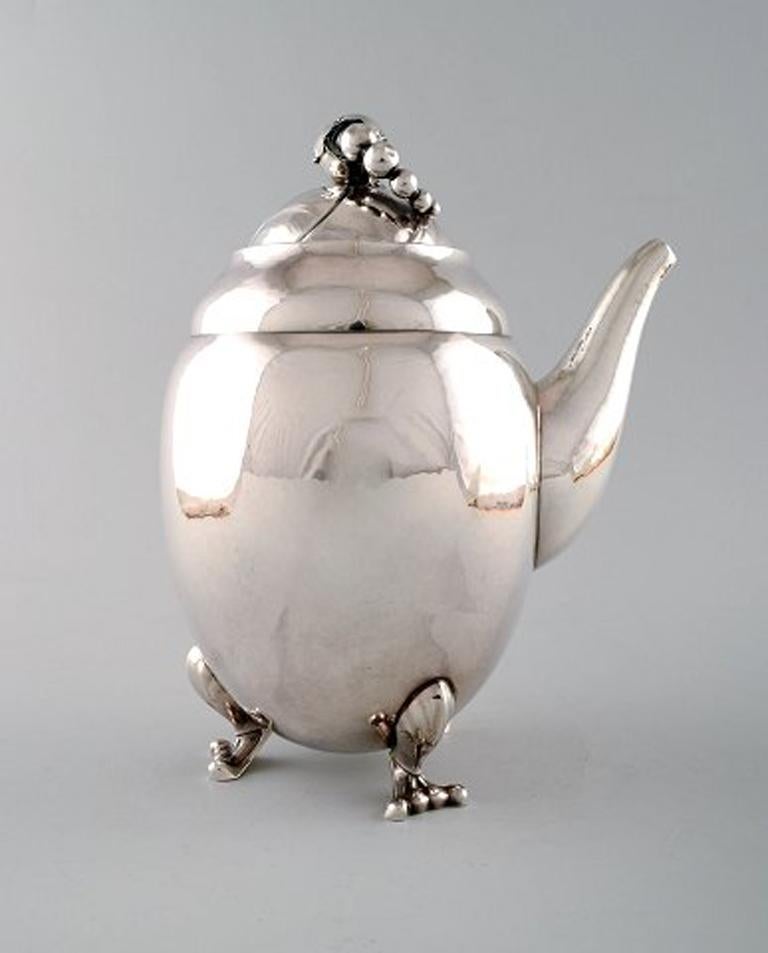 20th Century Georg Jensen Sterling Silver Blossom Coffee Pot Number 2D