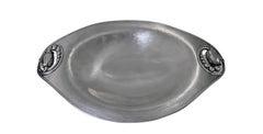Georg Jensen Sterling Silver Piatto ovale grande a fiore Danimarca post 1945