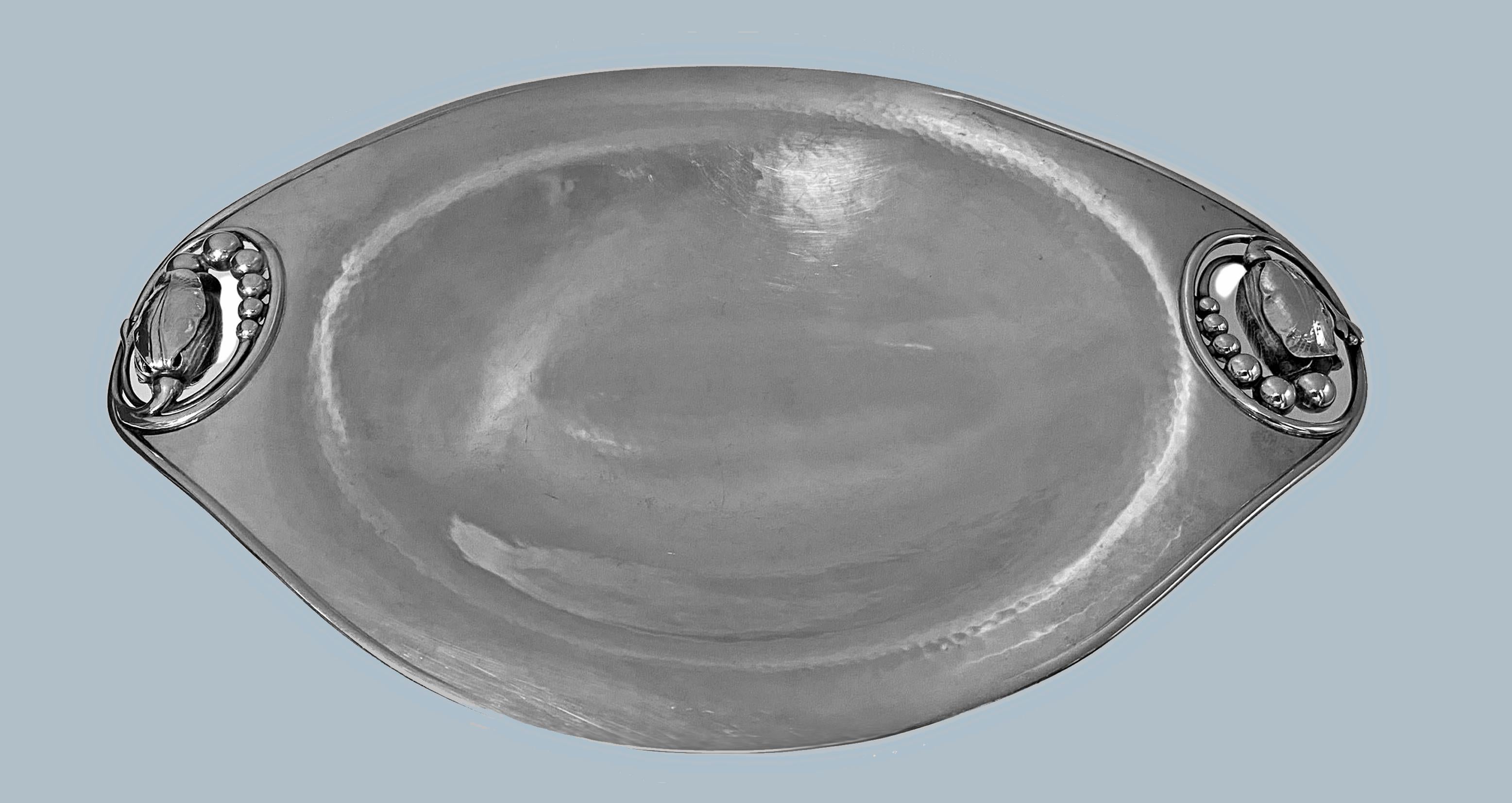 Georg Jensen Sterling Silver Blossom Large Oval Dish Denmark post 1945 In Good Condition In Toronto, Ontario