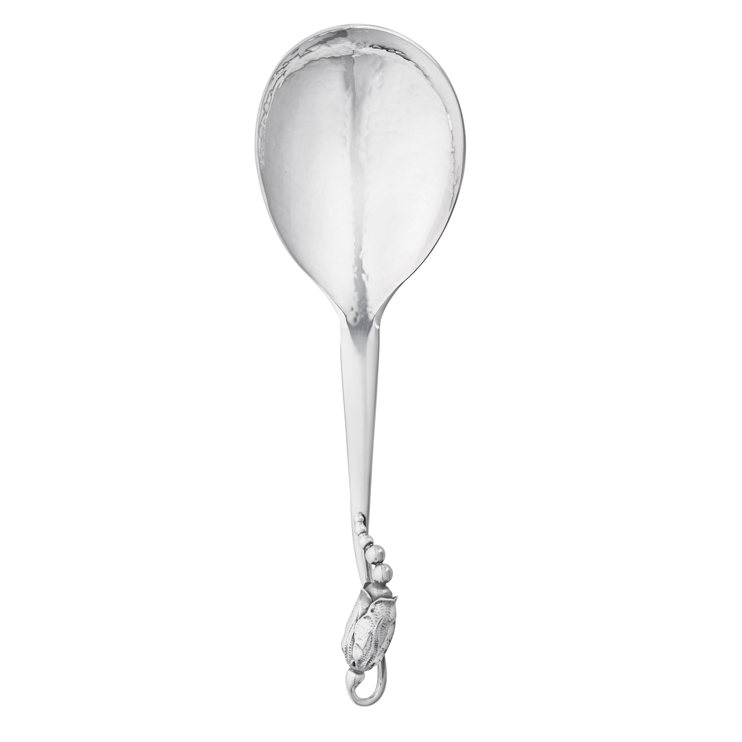 Georg Jensen Sterling Silver Blossom Medium Serving Spoon For Sale
