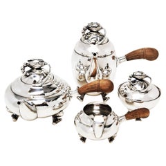 Georg Jensen, argento Sterling Blossom Pattern 4 Piece Tea & Coffee Set c. 1945-77