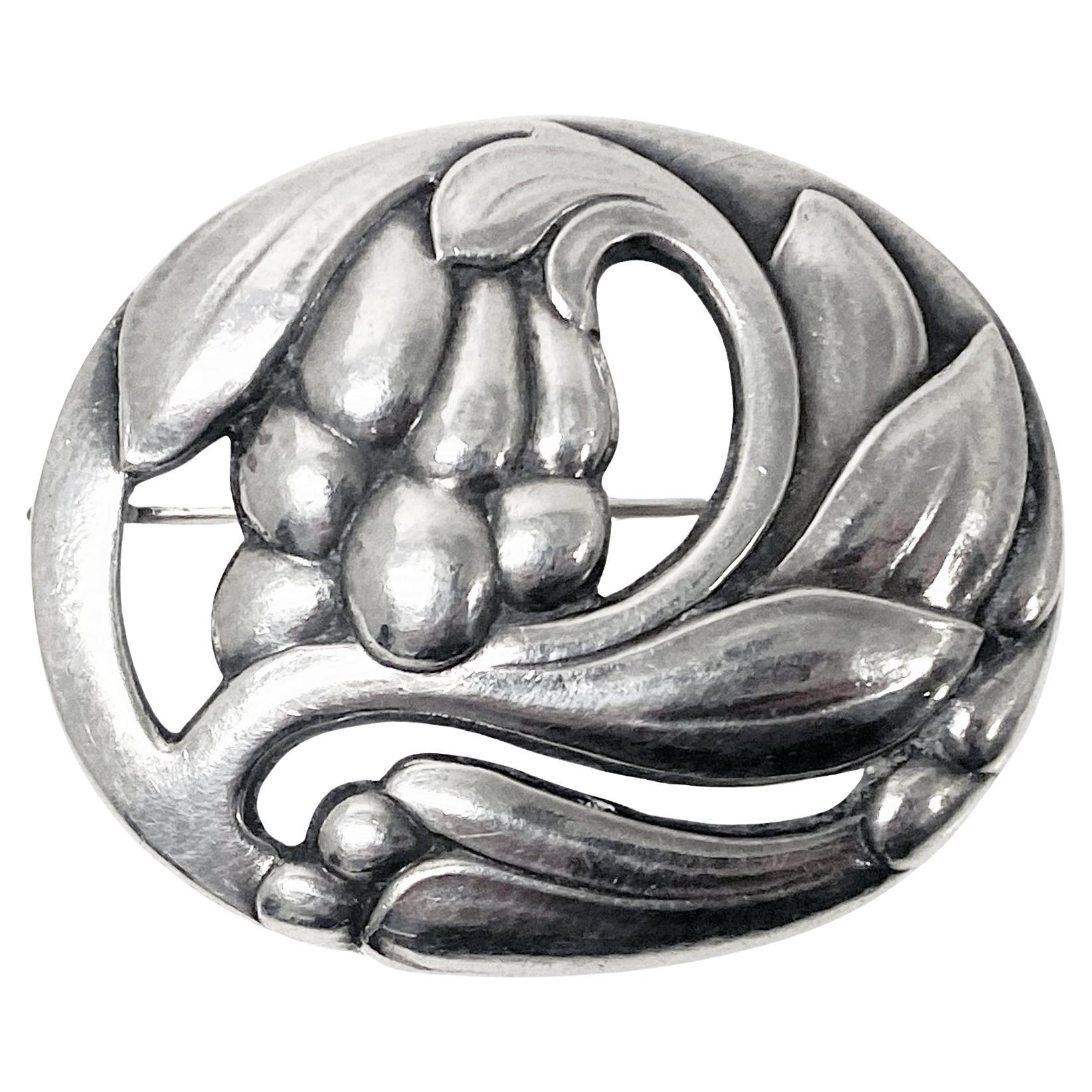 Georg Jensen Sterling Silver Blossom Pin C.1940 No 65 For Sale