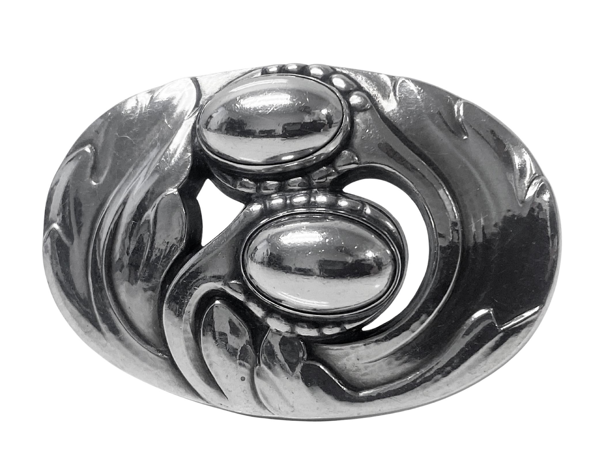 Women's or Men's Georg Jensen Sterling Silver Blossom Pin C.1950 design No 7 For Sale